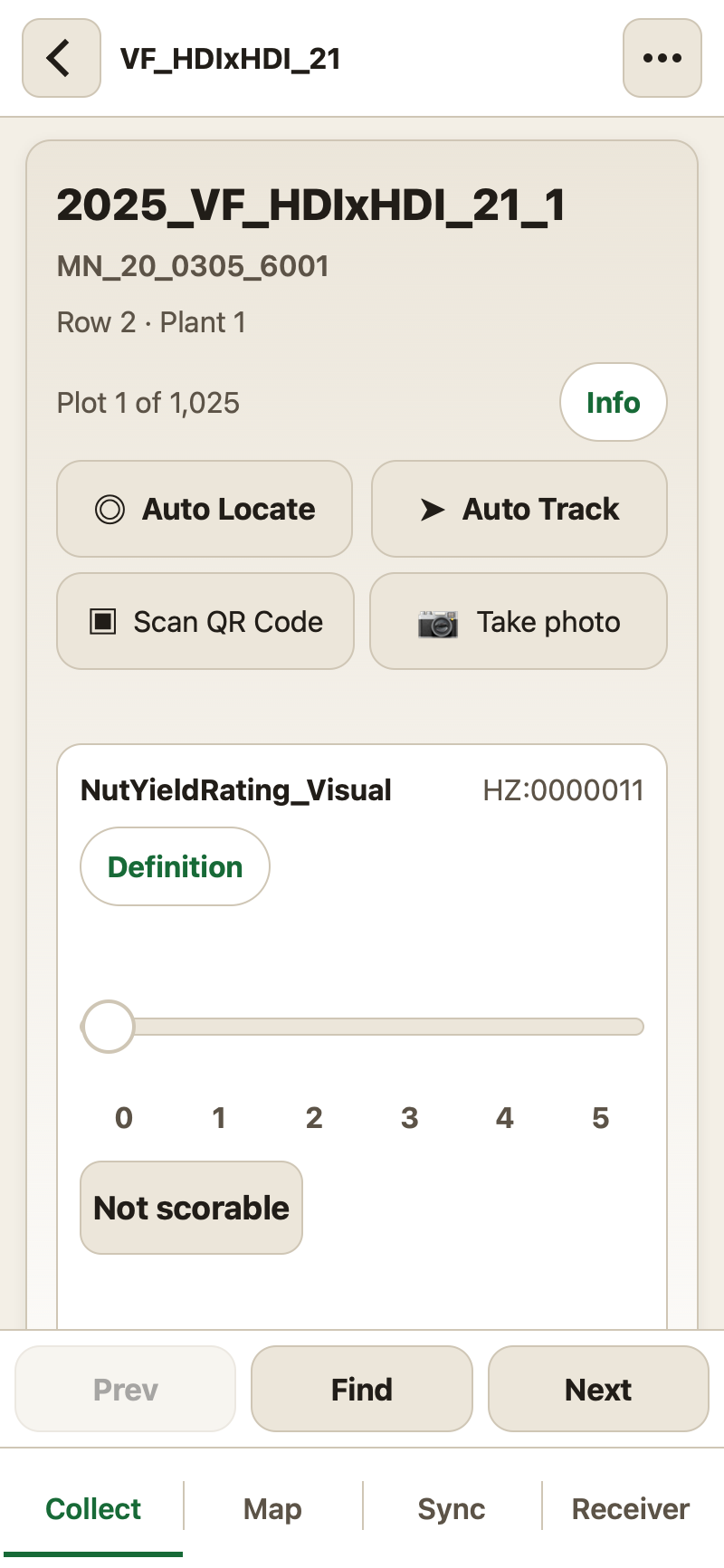 A yield rating scored on a slider with tick marks from 0 through 5